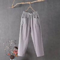 GINA - LOCKERE BAUMWOLLHOSE MIT GERADEM SCHNITT – Grau