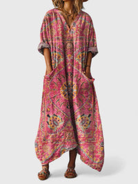Ketzia – Elegantes Langes Kleid Mit Taschen – Rosa