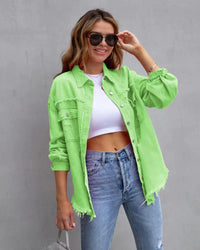Jeansjacke für Damen - Stylische Denim Sommerjacke – Apfelgrün