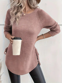 Cliethel | Trendiger Strickpullover mit geteilter Krawatte Elegant – Blassrosa-Grau