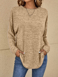 Yanna - Lässiger Langarm-Pullover – Khaki
