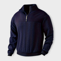 Rafael - eleganter Vintage Half-Zip Pullover – Navyblau