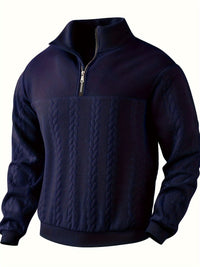 Percy - Vintage Reißverschluss-Pullover – Blau