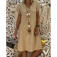KATHLEEN - LOCKERES UND FRISCHES LEINENKLEID – Khaki
