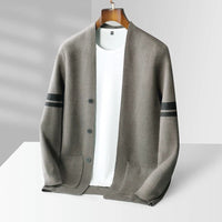 Tobias | Herren Taillierte Passform Strickjacke Pullover – Braun