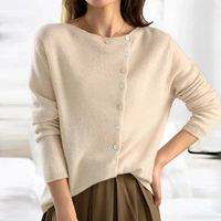 Sandra | Damen Eleganter Geknöpfter Pullover – Beige