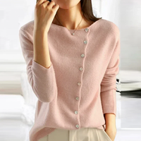 Strickjacke Damen Knopfleiste Langarm | Klassisch Leicht – Rosa