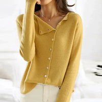 Sandra | Damen Eleganter Geknöpfter Pullover – Gelb