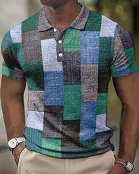 Poloshirt für Herren - Leichtes Karo Polo mit kurzen Ärmeln für den Sommer – Blau-Grün