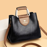 Liza | Damen Elegante Schulter Ledertasche mit Schnalle – Schwarz