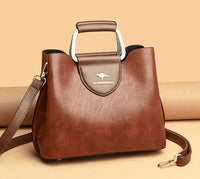 Liza | Damen Elegante Schulter Ledertasche mit Schnalle – Braun