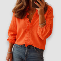 Elise | Bluse mit Rüschen – Orange