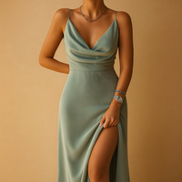 Oreliaa - Luxuriöses Maxikleid mit V-Ausschnitt – Grün