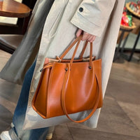 Marie | Elegante Vegane Leder Tote Bag Minimalistische Schultertasche – Sonnenuntergangsgelb