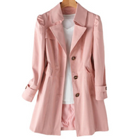 Eleganter Herbst-Trenchcoat für Damen | Lang – Rosa