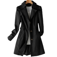 Eleganter Herbst-Trenchcoat für Damen | Lang – Schwarz