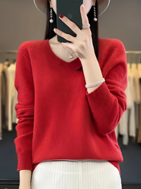 Eleganter Luxus-Pullover für Damen | Warmer – Rot