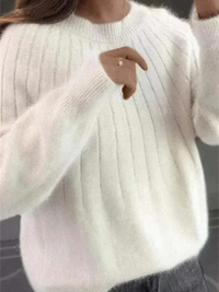 Eleganter weicher Damenpullover | Strick – Weiß