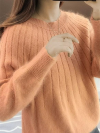 Eleganter weicher Damenpullover | Strick – Orange