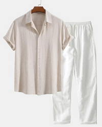 Elegantes Hemd- und Hosenset für Herren | Moderner – Beige