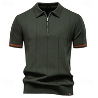 Elegantes Herren-Poloshirt mit Reißverschluss | Kurzarm – Oliv