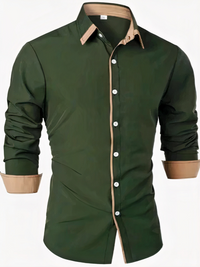 Elegantes Langarmhemd für Herren | Langarm – Armee grün