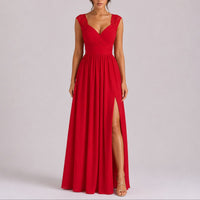 Amelie | Elegantes Spitzen-Maxi-Kleid für Hochzeitsgäste im Herbst – Rot