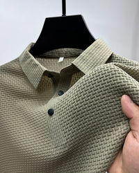Elegantes strukturiertes Poloshirt für Herren | Kurzarm – Beige
