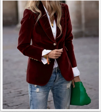 Elena | Blazer mit Knöpfen und Taschen – Dunkelweinrot
