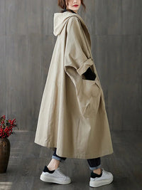Ella | Damen Langer Wasserdichter Kapuze Trenchcoat – Beige
