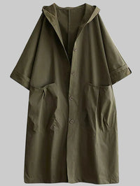 Ella | Damen Langer Wasserdichter Kapuze Trenchcoat – Grün