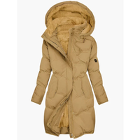 Ella | Warme Winterjacke mit Kapuze – Gelb