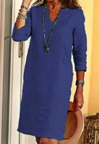 Elvy | Elegantes Kleid mit V-Ausschnitt – Marine