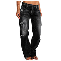 Emilia | Weite Used-Jeans mit hoher Taille – Schwarz