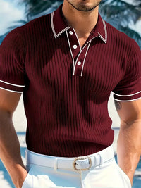 Emilio | Herren geripptes maßgeschneidertes Poloshirt – Rot
