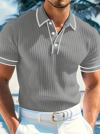 Emilio | Herren geripptes maßgeschneidertes Poloshirt – Grau