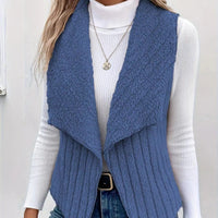 Emma | Offene Elegante Kunstfellweste – Blau
