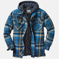 Erich | Herren Warme Karierte Jacke mit Knopfleiste – Blau