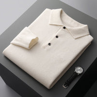 Ethan | Herren Strick Polopullover – Weiß