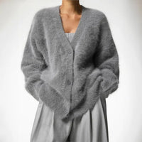 Strickjacke Damen Weich V-Ausschnitt | Elegant Locker – Dunkelgrau