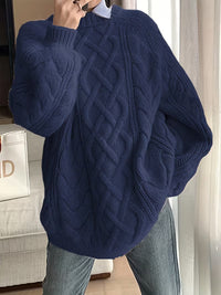 Elayra - Locker Sitzender Strick Pullover – Blau