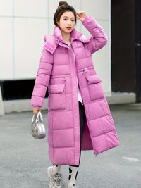 Clivenna | Schicker Puffermantel – langer Schnitt mit Kordelzug in der Taille – Rosa