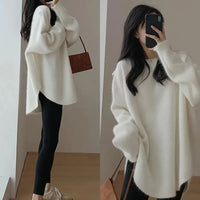 Clionya | Entspannter raffinierter Pullover mit Rundhalsausschnitt und Tropfenschulter – Weiß