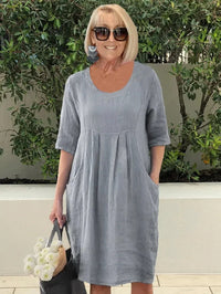 Lisa – Sommerkleid mit Taschen – Grau