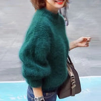 Sayvellae | Pullover im Vintage-Angora-Stil – Grün