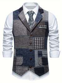 Evren - Maßgeschneiderte Patchwork-Weste – Blau