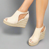 Marla | Stretchsandalen mit Absatzkomfort – Beige