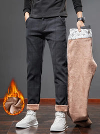Seybalah | Warme Fleece-Freizeithose mit Retro-Karomuster für den Herbst – Schwarz