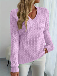 Zivah - Stylischer Gerippter Pullover Mit V-Ausschnitt – Violett