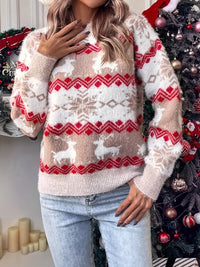 Palivaya |  Enchanted  Rundhalspullover Elegantes Weihnachtsmuster – Rot
